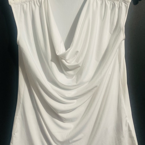 Elegant White Draped Top Carmen Marc Valvo new - Picture 1 of 6